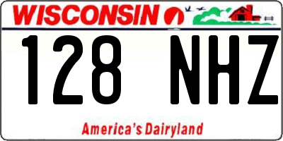 WI license plate 128NHZ