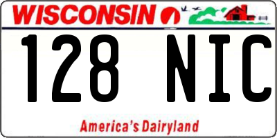 WI license plate 128NIC