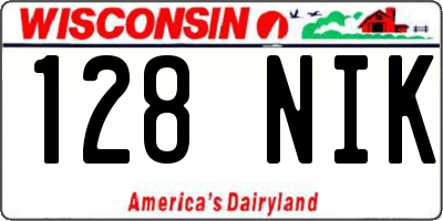 WI license plate 128NIK