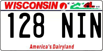WI license plate 128NIN