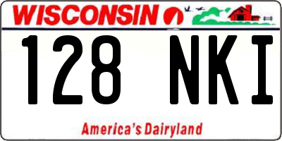 WI license plate 128NKI