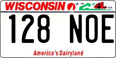 WI license plate 128NOE