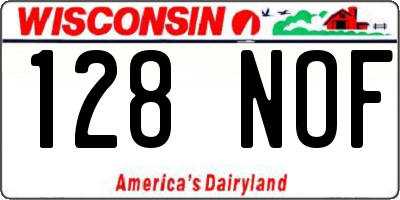 WI license plate 128NOF