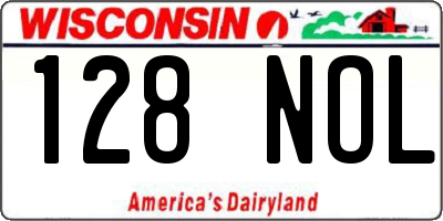WI license plate 128NOL