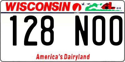 WI license plate 128NOO