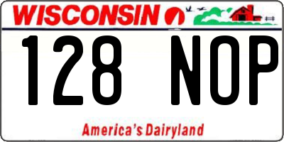 WI license plate 128NOP