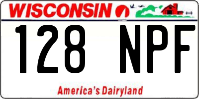 WI license plate 128NPF
