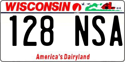 WI license plate 128NSA