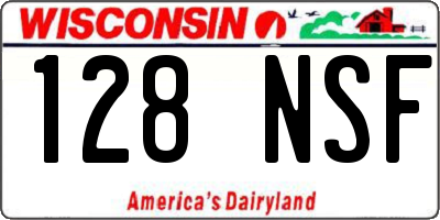 WI license plate 128NSF