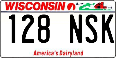 WI license plate 128NSK