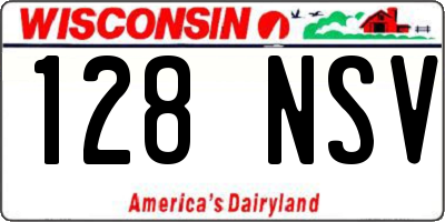 WI license plate 128NSV