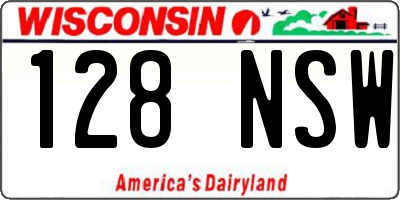 WI license plate 128NSW
