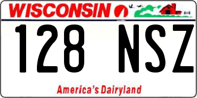 WI license plate 128NSZ