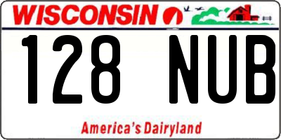 WI license plate 128NUB