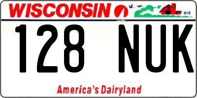 WI license plate 128NUK