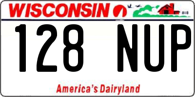 WI license plate 128NUP