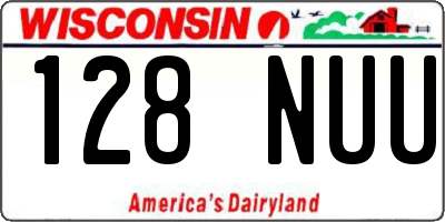 WI license plate 128NUU