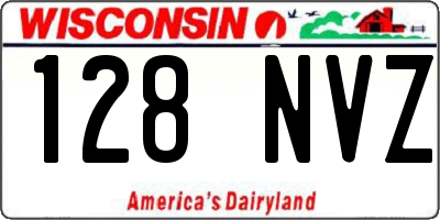 WI license plate 128NVZ