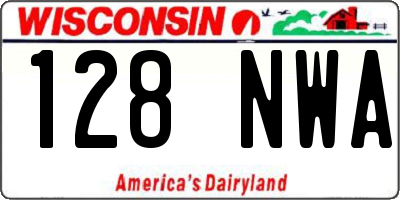 WI license plate 128NWA