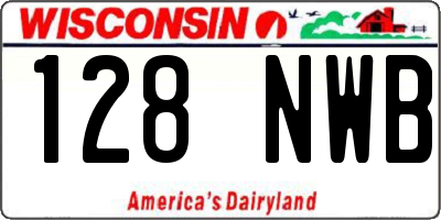 WI license plate 128NWB