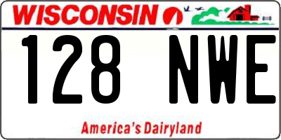 WI license plate 128NWE