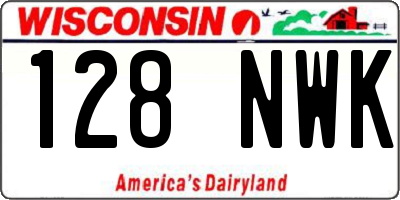 WI license plate 128NWK
