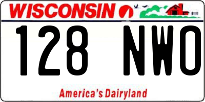 WI license plate 128NWO