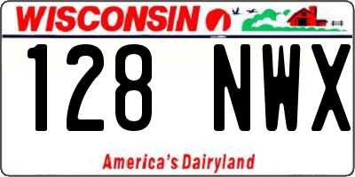 WI license plate 128NWX