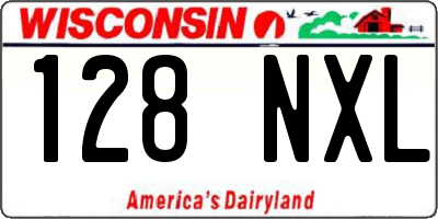 WI license plate 128NXL