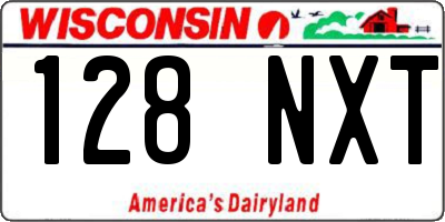 WI license plate 128NXT