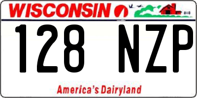 WI license plate 128NZP
