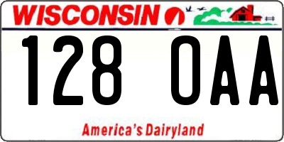WI license plate 128OAA