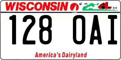 WI license plate 128OAI