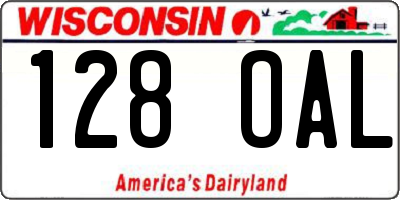 WI license plate 128OAL