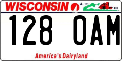 WI license plate 128OAM