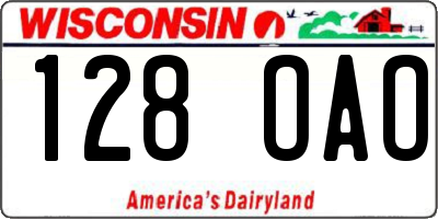 WI license plate 128OAO