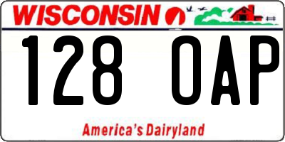 WI license plate 128OAP
