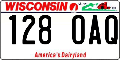 WI license plate 128OAQ