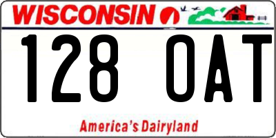 WI license plate 128OAT