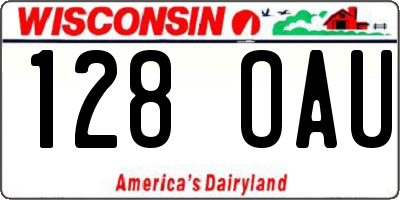 WI license plate 128OAU