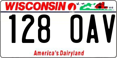 WI license plate 128OAV