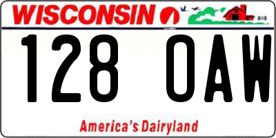 WI license plate 128OAW