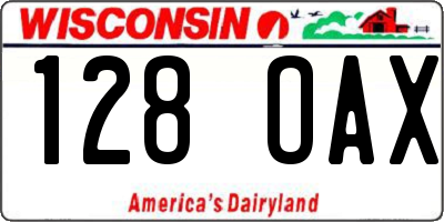 WI license plate 128OAX
