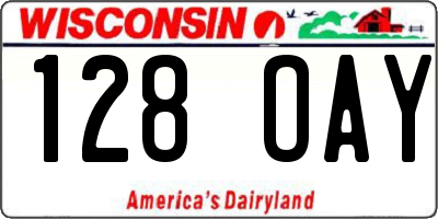 WI license plate 128OAY