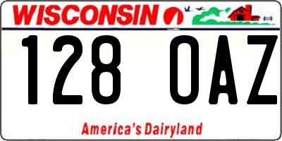 WI license plate 128OAZ