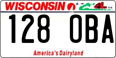 WI license plate 128OBA