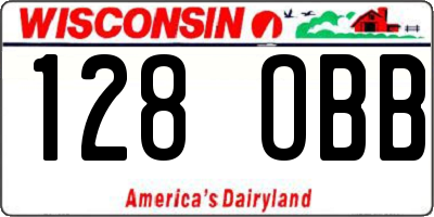 WI license plate 128OBB