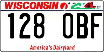 WI license plate 128OBF