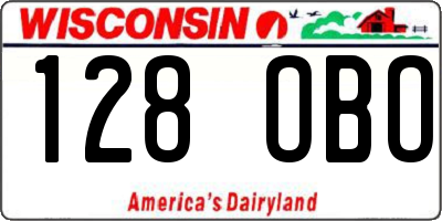WI license plate 128OBO