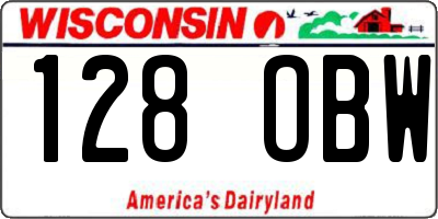WI license plate 128OBW
